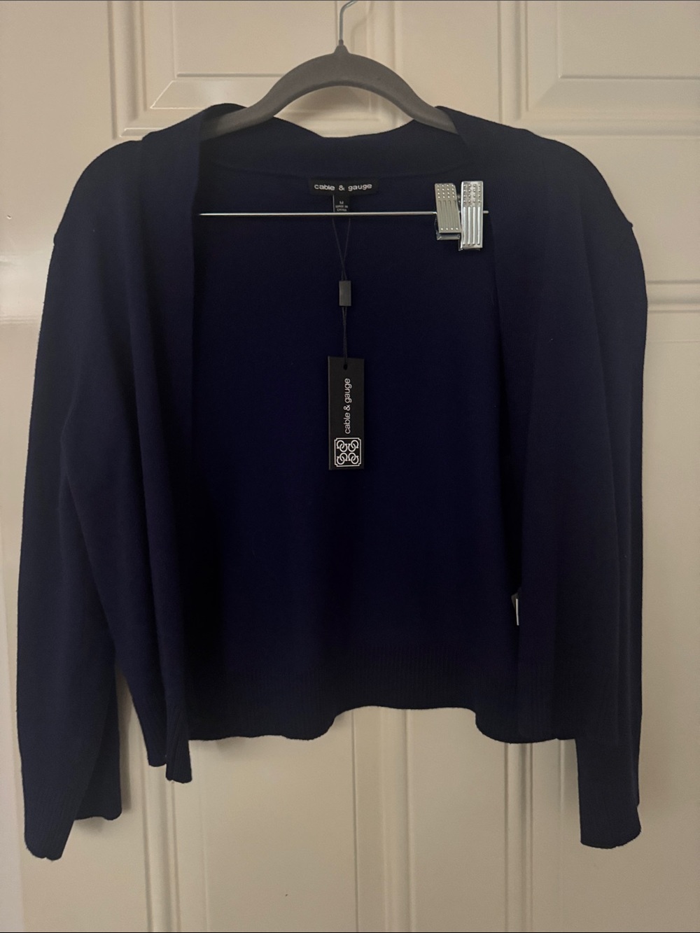 Cable & Gauge Navy Open-Front Knit Blazer